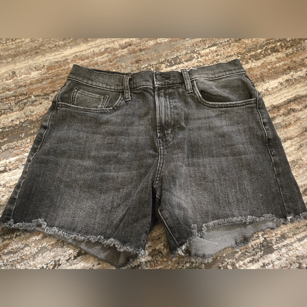 a.n.a Black Jean Shorts with Distressed Raw-Edge Hem